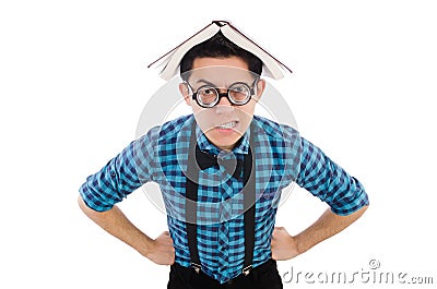 Funny student with books Stock Photo