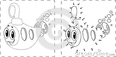 Funny Submarine Drawing With Dots And Digits Royalty Free Stock