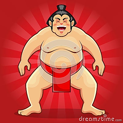 Funny Sumo Laughing Vector Illustration
