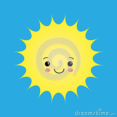 Funny sun icon illustration isolated on white background. Flat style Cartoon Illustration