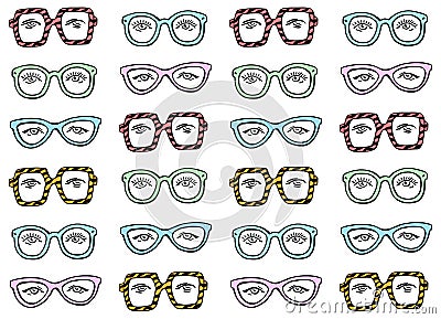 Funny sunglasses pattern vector fashion illustration Vector Illustration