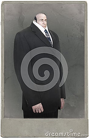 Funny Surreal Business Man Portrait, Photography Stock Photo