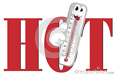 Funny thermometer and hot summer Stock Photo