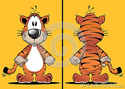 Funny Tiger Cartoon Mascot Vector Illustration
