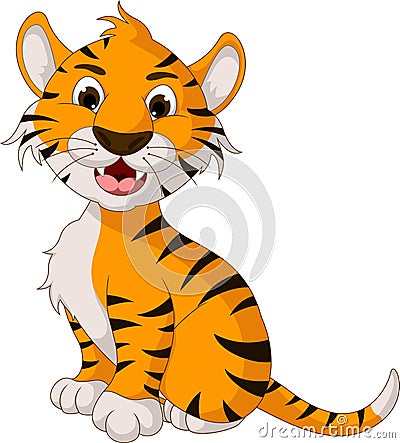 Funny tiger cartoon posing Stock Photo