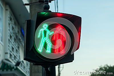 Funny traffic light in Hue, Vietnam Stock Photo