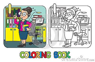 Funny translator or interpreter. Coloring book Cartoon Illustration