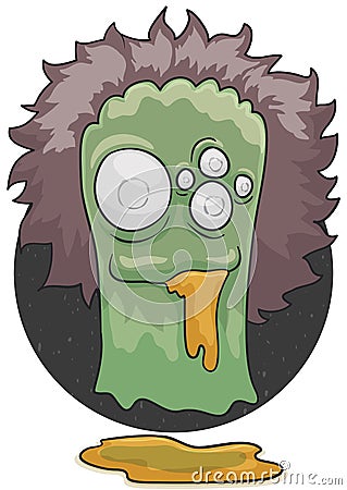 Floating Translucent Ghost Drooling and Wearing a Wig, Vector Illustration Vector Illustration