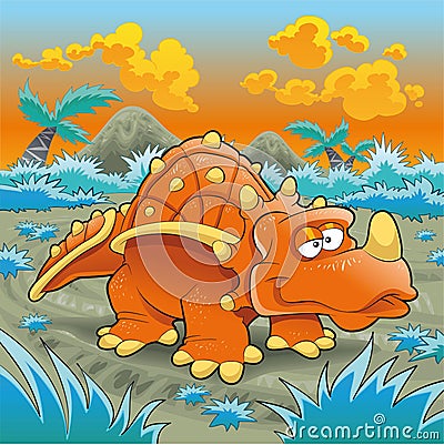 Funny triceratops Vector Illustration