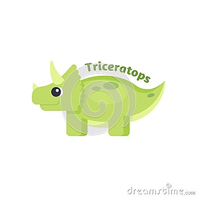 Funny triceratops in cartoon style on white background Vector Illustration