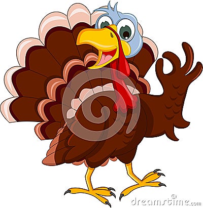 Funny turkey cartoon posing Stock Photo