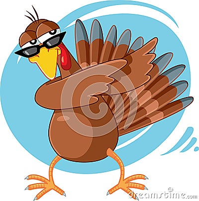 Funny Turkey Ready for Celebration Vector Cartoon Vector Illustration