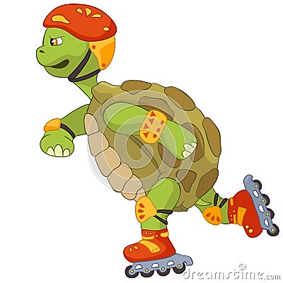 Funny Turtle. Roller. Vector Illustration