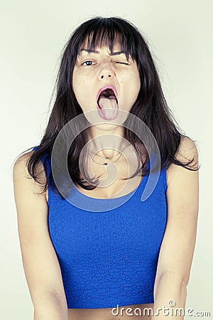 Funny Ugly Girl Portrait Stock Photo