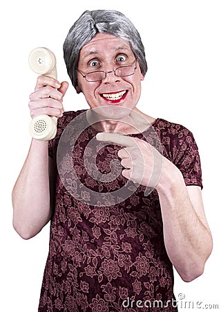 Funny Ugly Woman Call Center, Sales, Tech Support Stock Photo