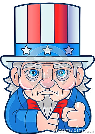 Funny Uncle Sam, cute illustration Vector Illustration