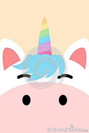 Funny unicorn face flat design Vector Illustration