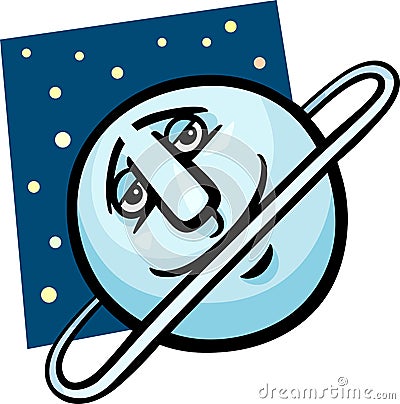 Funny uranus planet cartoon illustration Vector Illustration