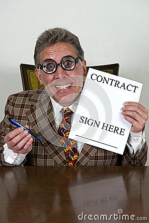 Funny Used Car Salesman or Crooked Banker, Lawyer Stock Photo