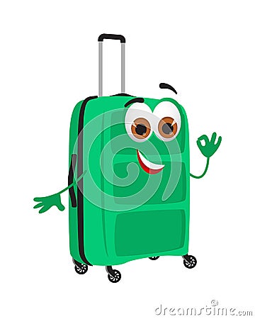 Funny Valise on white background, flat design vector illustration Vector Illustration