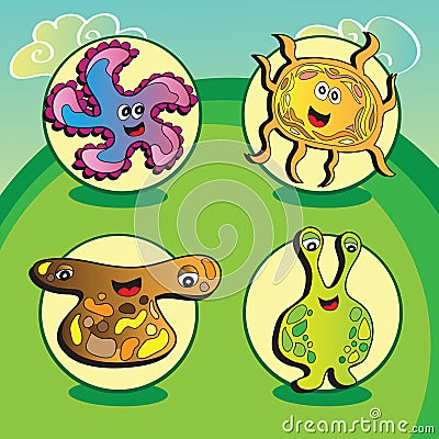 Funny vector characters - Set of four elements Vector Illustration
