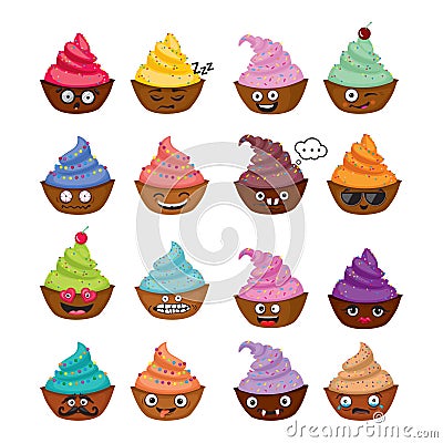Funny vector cupcakes Vector Illustration