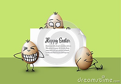 Funny vector easter eggs - Happy green Easter Card Vector Illustration