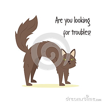 Funny vector illustration of a vicious cat Vector Illustration