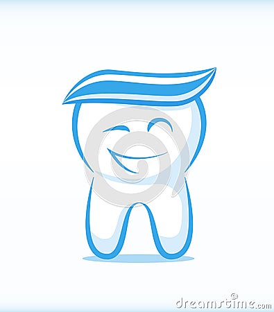 Vector Tooth Character with Toothpaste Vector Illustration
