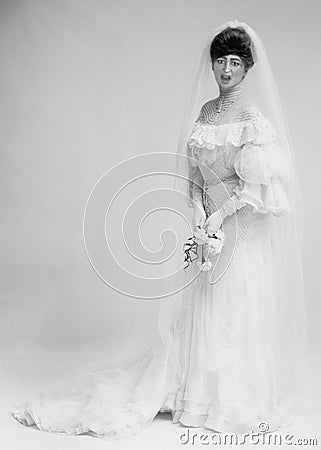 Funny Vintage Bride, Marriage, Woman Stock Photo