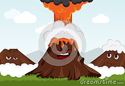 Funny volcano Vector Illustration