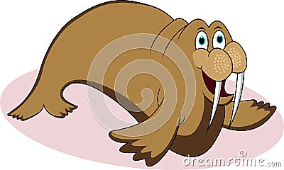 Funny walrus cartoon Vector Illustration