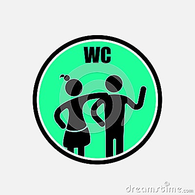 Funny WC,Toilet,Restroom door plate symbols.Man and woman toilet Vector Illustration