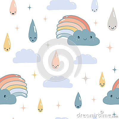 Funny weather vector seamless pattern Vector Illustration