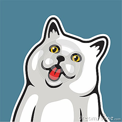 Funny White Cat Sticks Her Tongue Out, Show Middle Finger Vector Illustration - Vector Vector Illustration