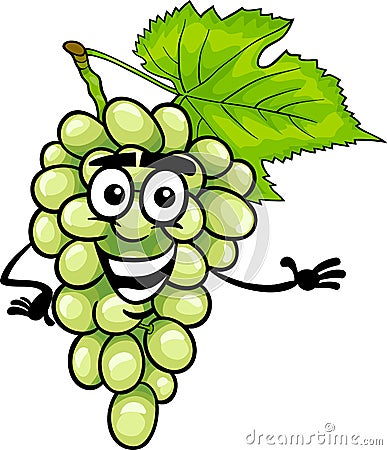 Funny white grapes fruit cartoon illustration Vector Illustration