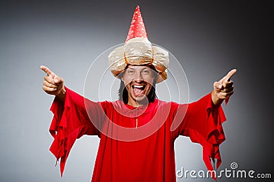 Funny wizard wearing Stock Photo