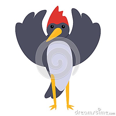 Funny woodpecker icon, cartoon style Vector Illustration