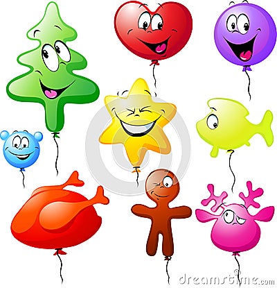 Funny xmas colorful balloons Vector Illustration