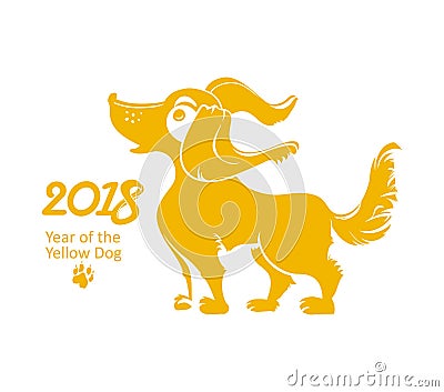 Funny Yellow Dog 2018. Stock Photo