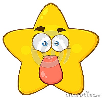 Funny Yellow Star Cartoon Emoji Face Character Stuck Out Tongue Stock Photo