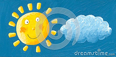 Funny yellow sun Stock Photo