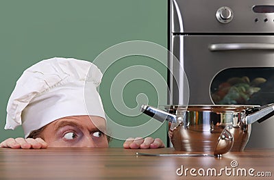 Funny young chef Stock Photo