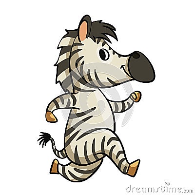 Funny zebra running cartoon Vector Illustration