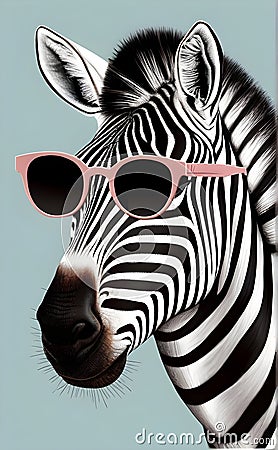 funny zebra wearing sunglasses illustration Cartoon Illustration