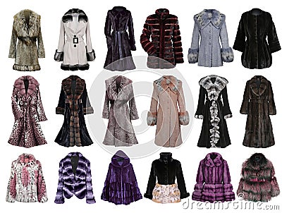 Fur coat collection Stock Photo