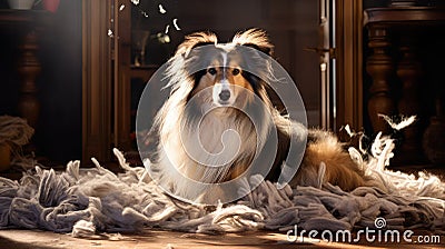 fur dog shedding Cartoon Illustration