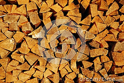 Fur-tree fire wood in a woodpile Stock Photo