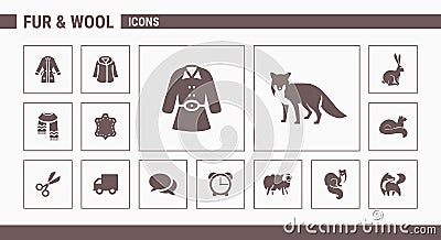 Fur & Wool Icons - Set Web & Mobile 01 Vector Illustration