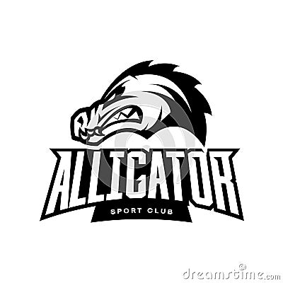 Furious alligator sport mono vector logo concept isolated on white background. Vector Illustration